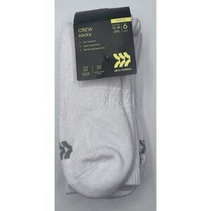 All in Motion Mens Crew Sock 3 Pairs WHITE Arch Support Zone Cushioning 12-15